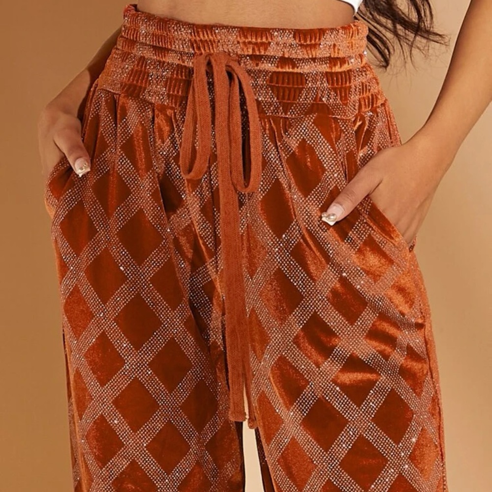 Sparkly Burnt orange velvet set!!!